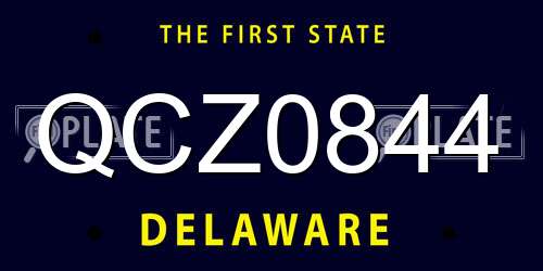 QCZ0844 Delaware License Plate