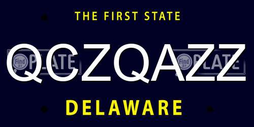 QCZQAZZ Delaware License Plate