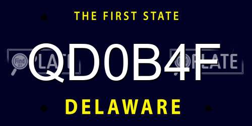 QD0B4F Delaware License Plate
