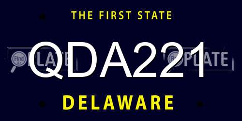 QDA221 Delaware License Plate