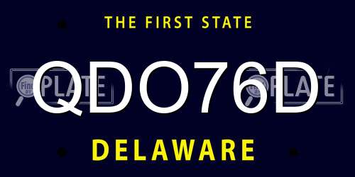 QDO76D Delaware License Plate