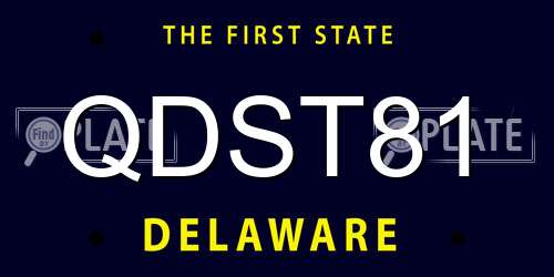 QDST81 Delaware License Plate