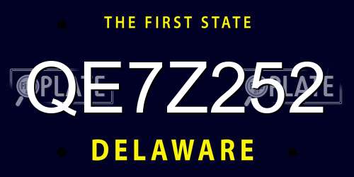 QE7Z252 Delaware License Plate