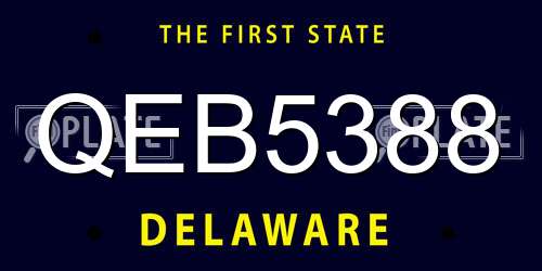 QEB5388 Delaware License Plate