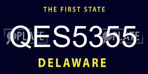 QES5355 Delaware License Plate