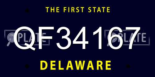 QF34167 Delaware License Plate