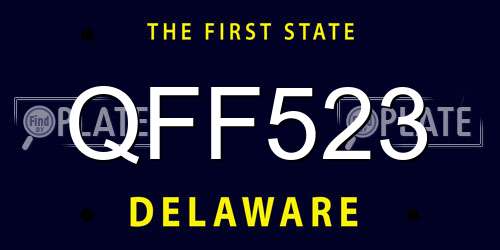QFF523 Delaware License Plate
