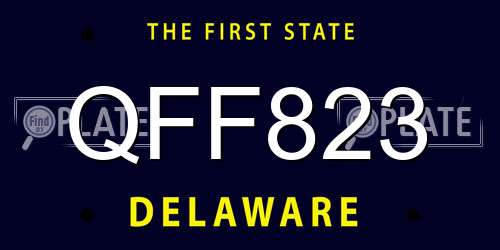 QFF823 Delaware License Plate