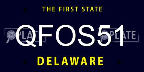 QFOS51 Delaware License Plate