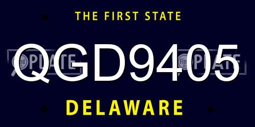 QGD9405 Delaware License Plate