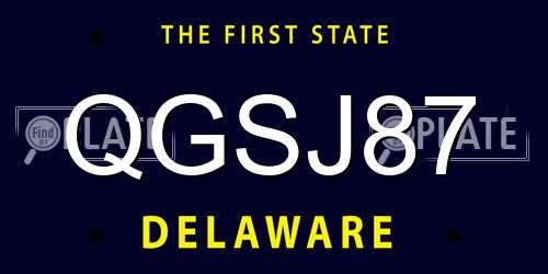 QGSJ87 Delaware License Plate