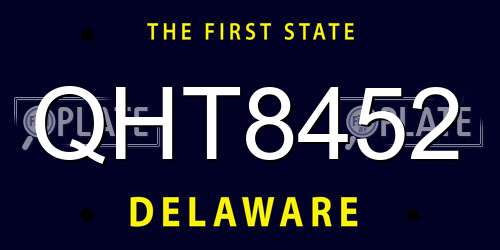 QHT8452 Delaware License Plate