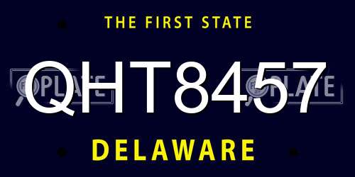 QHT8457 Delaware License Plate