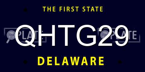 QHTG29 Delaware License Plate