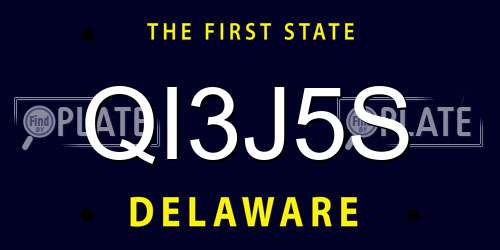 QI3J5S Delaware License Plate