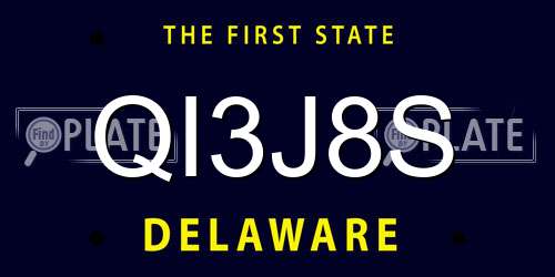 QI3J8S Delaware License Plate