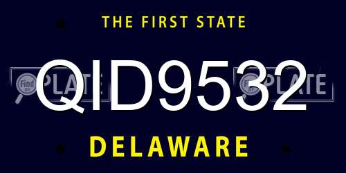 QID9532 Delaware License Plate