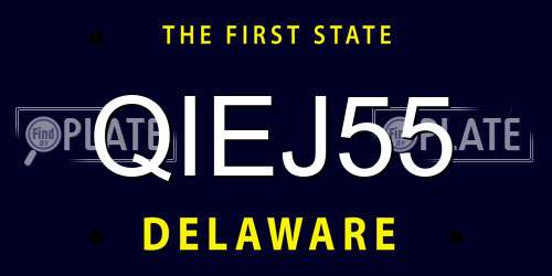 QIEJ55 Delaware License Plate