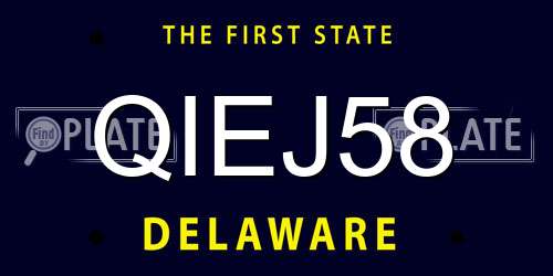 QIEJ58 Delaware License Plate