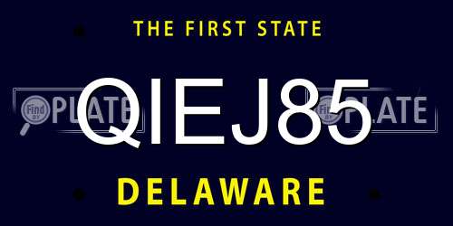 QIEJ85 Delaware License Plate