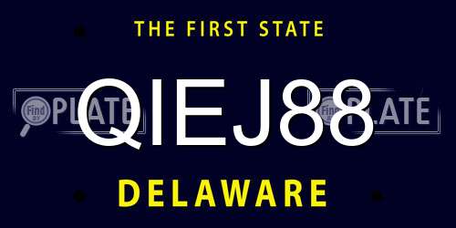 QIEJ88 Delaware License Plate