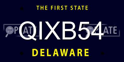 QIXB54 Delaware License Plate