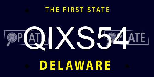 QIXS54 Delaware License Plate