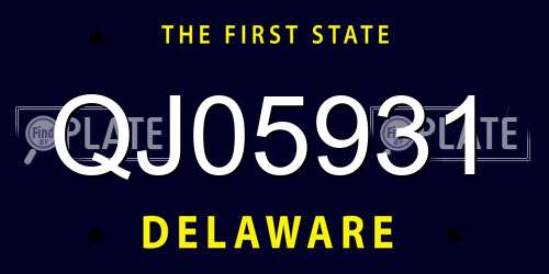 QJ05931 Delaware License Plate