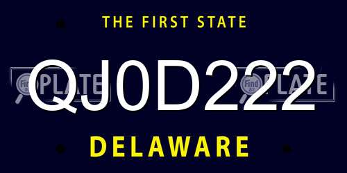 QJ0D222 Delaware License Plate