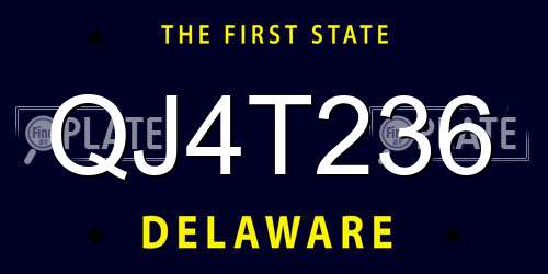QJ4T236 Delaware License Plate