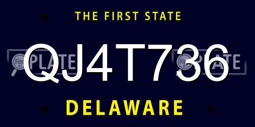 QJ4T736 Delaware License Plate