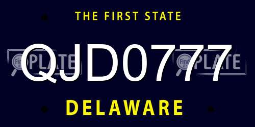 QJD0777 Delaware License Plate