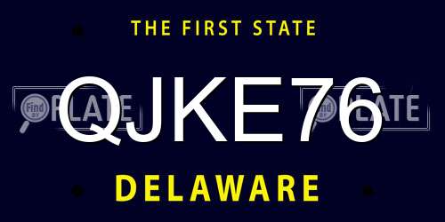 QJKE76 Delaware License Plate
