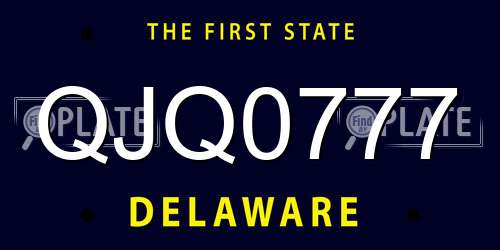QJQ0777 Delaware License Plate