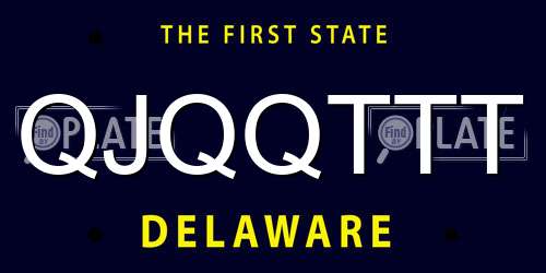 QJQQTTT Delaware License Plate