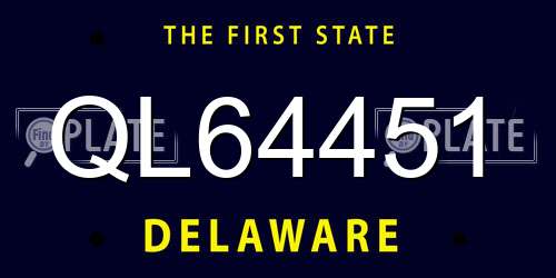 QL64451 Delaware License Plate
