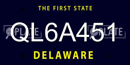 QL6A451 Delaware License Plate