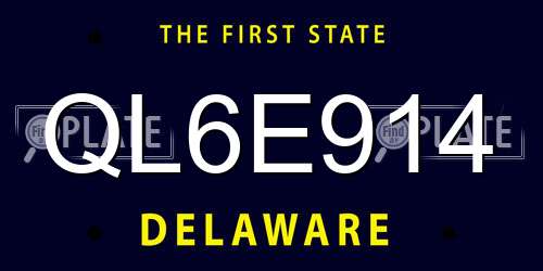 QL6E914 Delaware License Plate