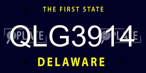 QLG3914 Delaware License Plate