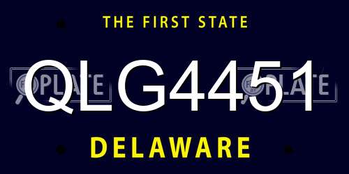 QLG4451 Delaware License Plate