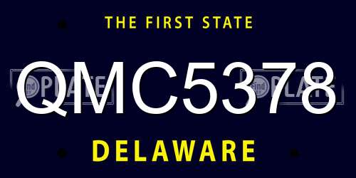 QMC5378 Delaware License Plate