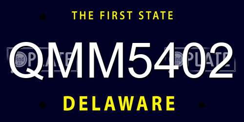 QMM5402 Delaware License Plate
