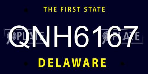 QNH6167 Delaware License Plate