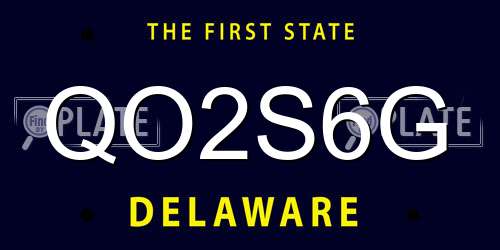QO2S6G Delaware License Plate