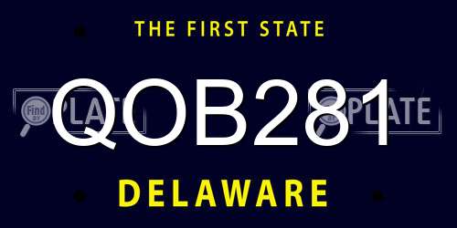 QOB281 Delaware License Plate