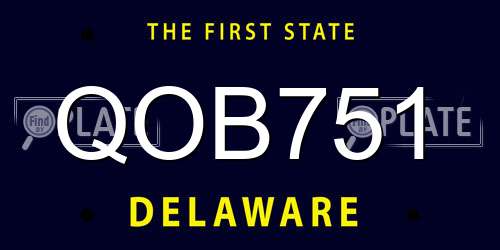 QOB751 Delaware License Plate
