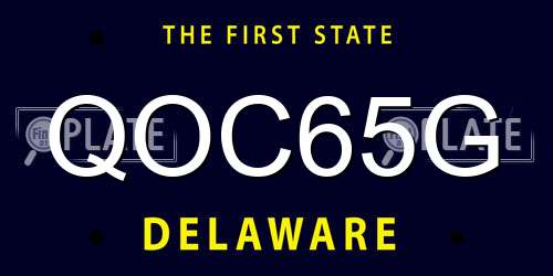 QOC65G Delaware License Plate