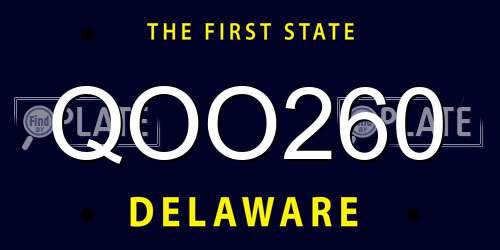 QOO260 Delaware License Plate