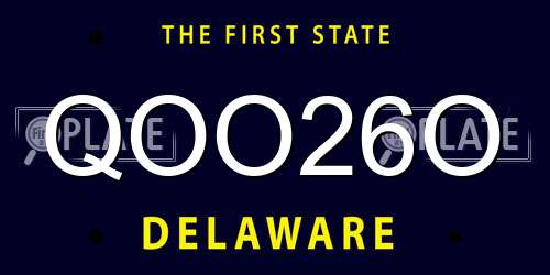 QOO26O Delaware License Plate