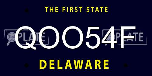 QOO54F Delaware License Plate